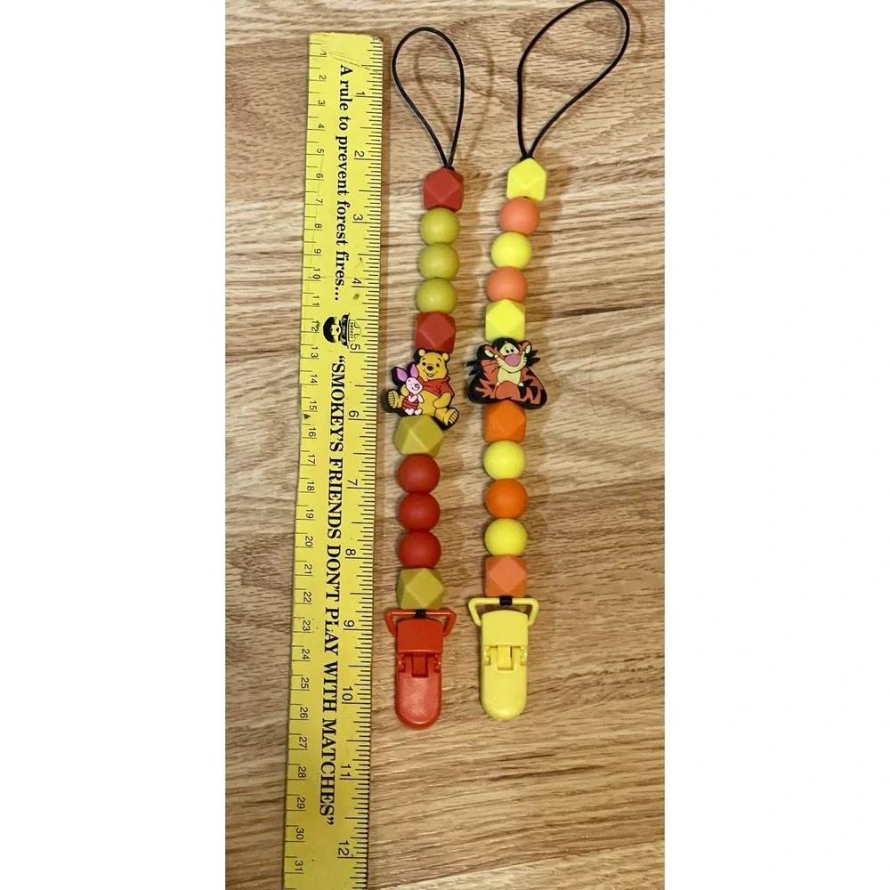 Set Of 2 Pacifier Clips, Disney Winnie The Pooh And Piglet; Tigger  Silicone